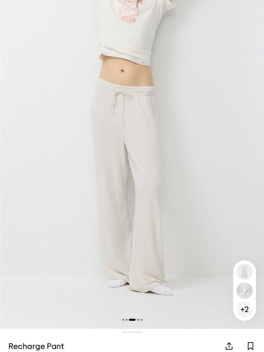 Aritzia Recharge Wide-Leg Lounge Pants in Oatmeal